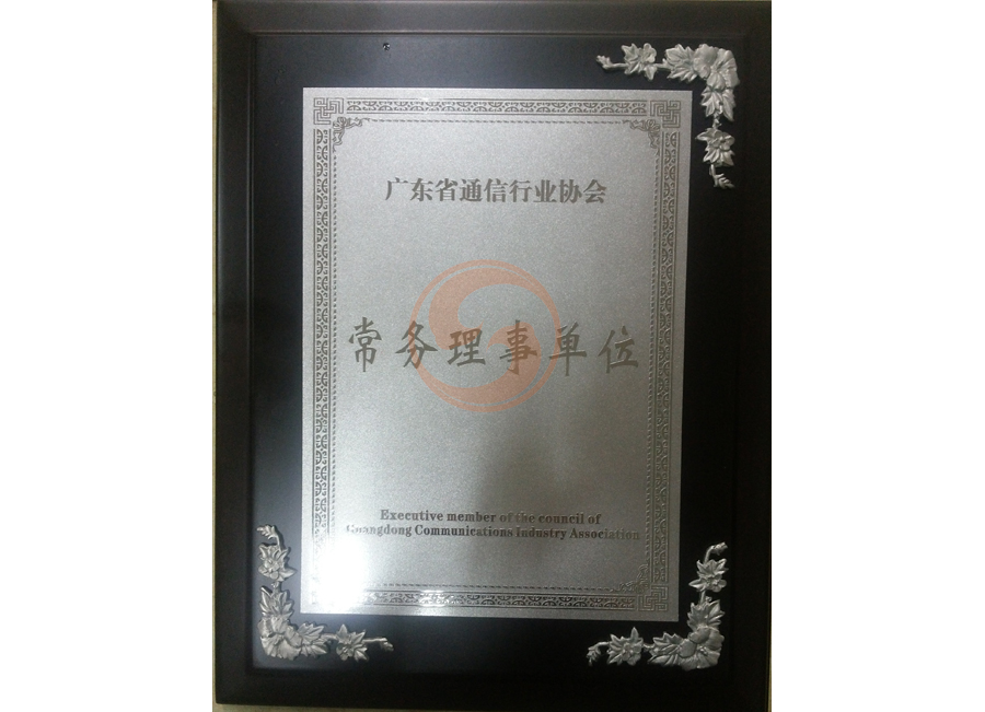 热烈祝贺我司荣获广东省通信行业协会常务理事单位